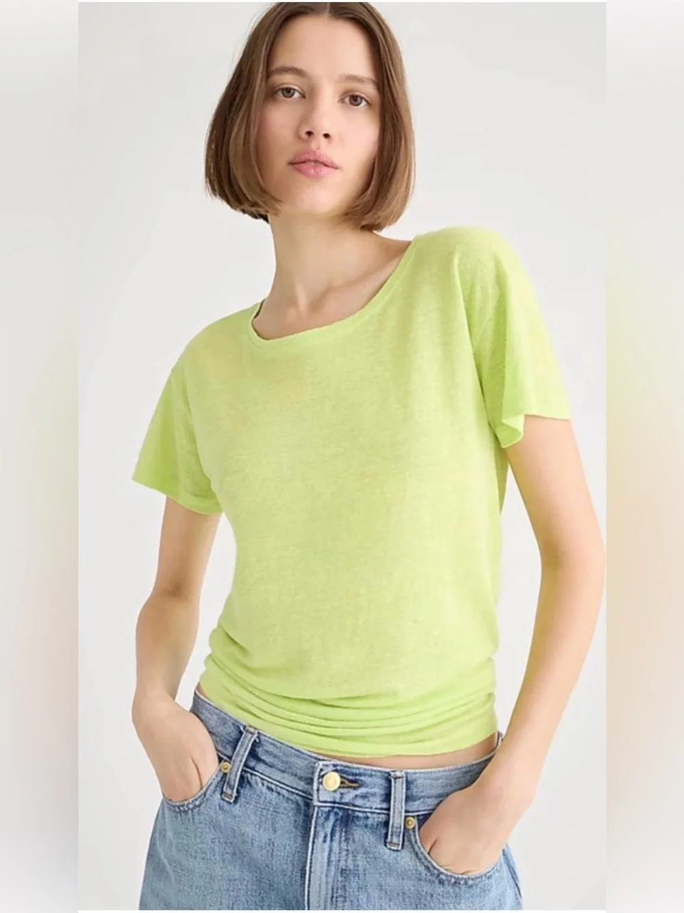 J.Crew Relaxed linen T-shirt in neon daffodil